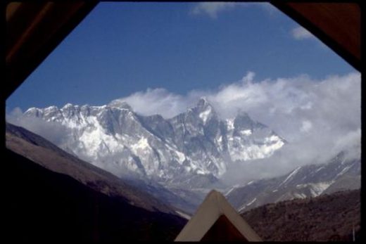 Wake up on the Tengboche grounds with a view of Everest