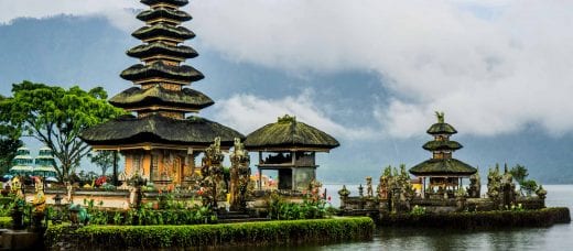 Temple by water in Bali, Indonesia