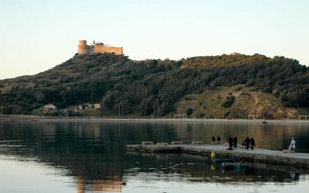 Castle sits on hill above Tunisia shore