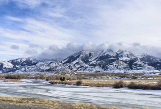 panorama of Yellowstone River and mountains