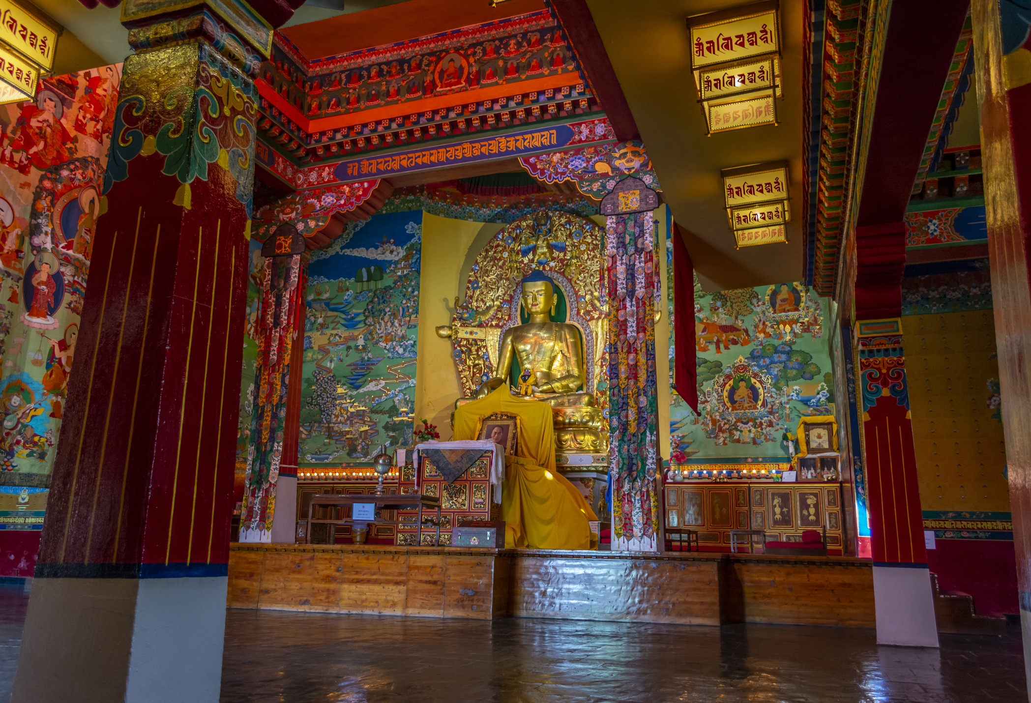 Inside Norbulingka Institute Temple, Dharamsala, India.